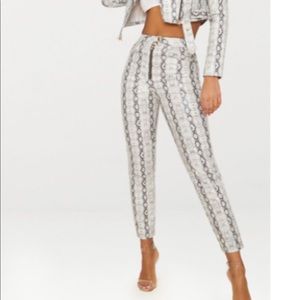 FAUX snakeskin straight leg pants